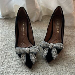 Kurt Geiger Black Belgravia Heels with Silver Bow
